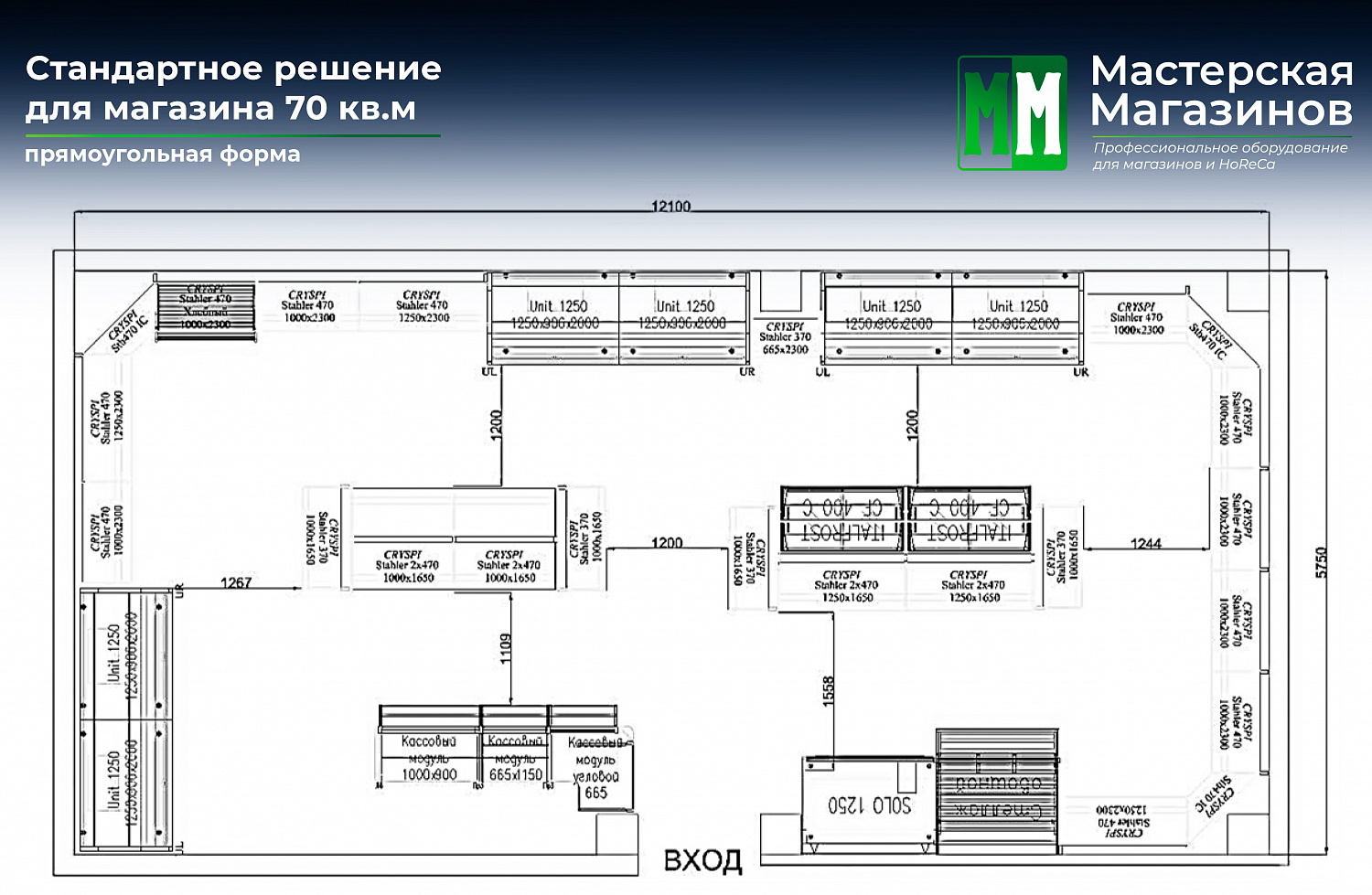 Стандартное решение для магазина 70 кв.м